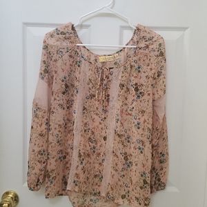 Vera wang pink floral blouse